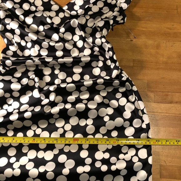 Maggy London Satin Polka Dot MIDI Dress Black and White Size 8 - Picture 13 of 16